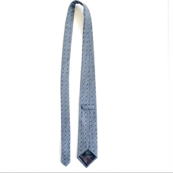 Tailorbyrd Blue White All Over Print Silk Neck Tie - Picture 5 of 8
